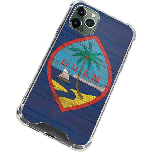 Guam Flag Dark Wood iPhone 12 Pro Clear Case